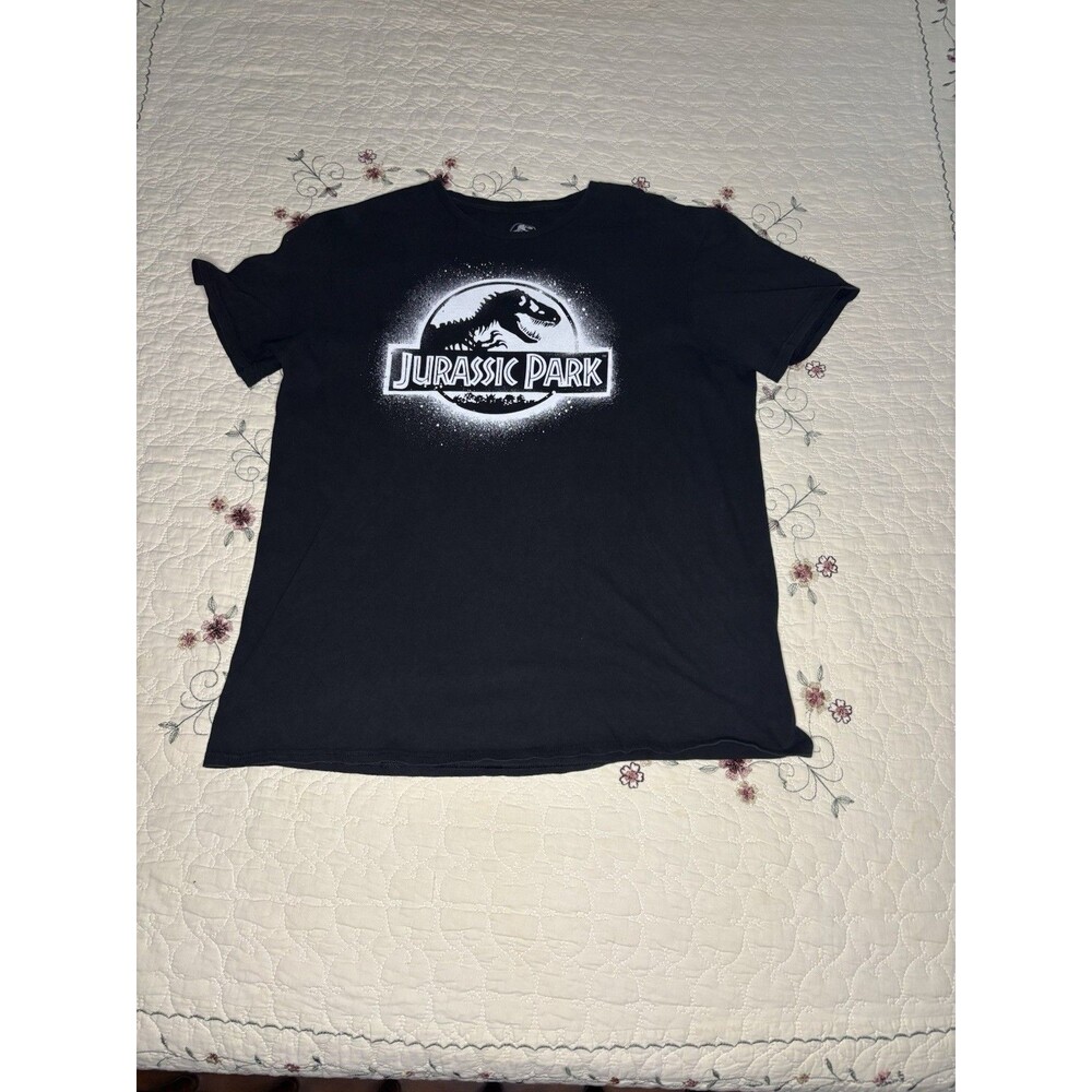 Jurassic World Graphic Tee Mens Large Black Excellent T-Rex Movie Shirt